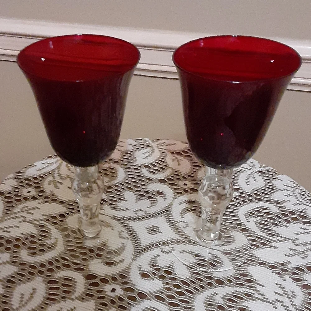 Ruby Red Crystal Goblets Set of 2